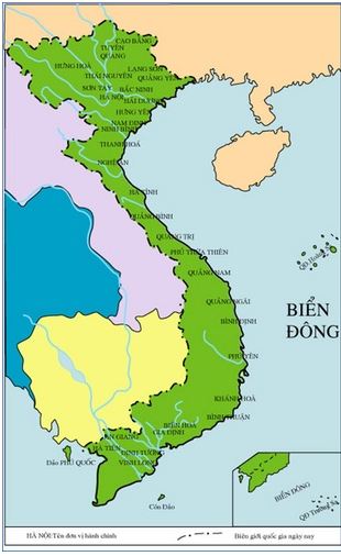 Lược đồ các đơn vị hành chính  Việt Nam thời Nguyễn (từ năm 1832)